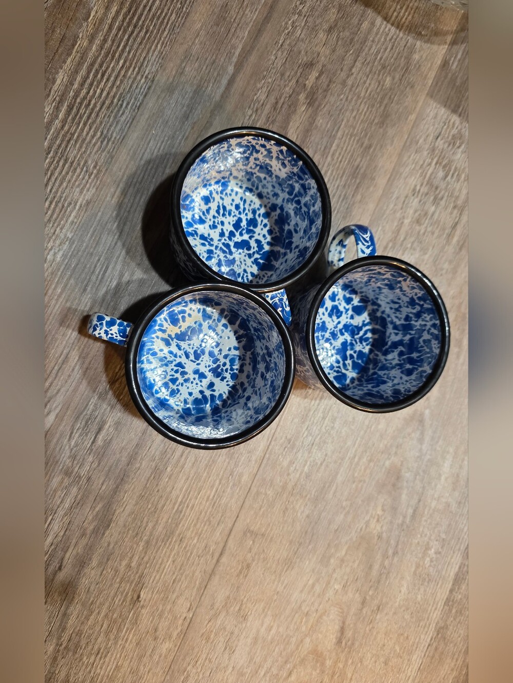 Blue Splatter Enamel Mugs - Set of 3